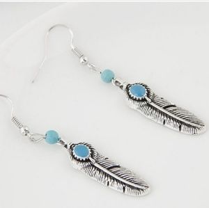 New Turquoise Feather Earrings NWT